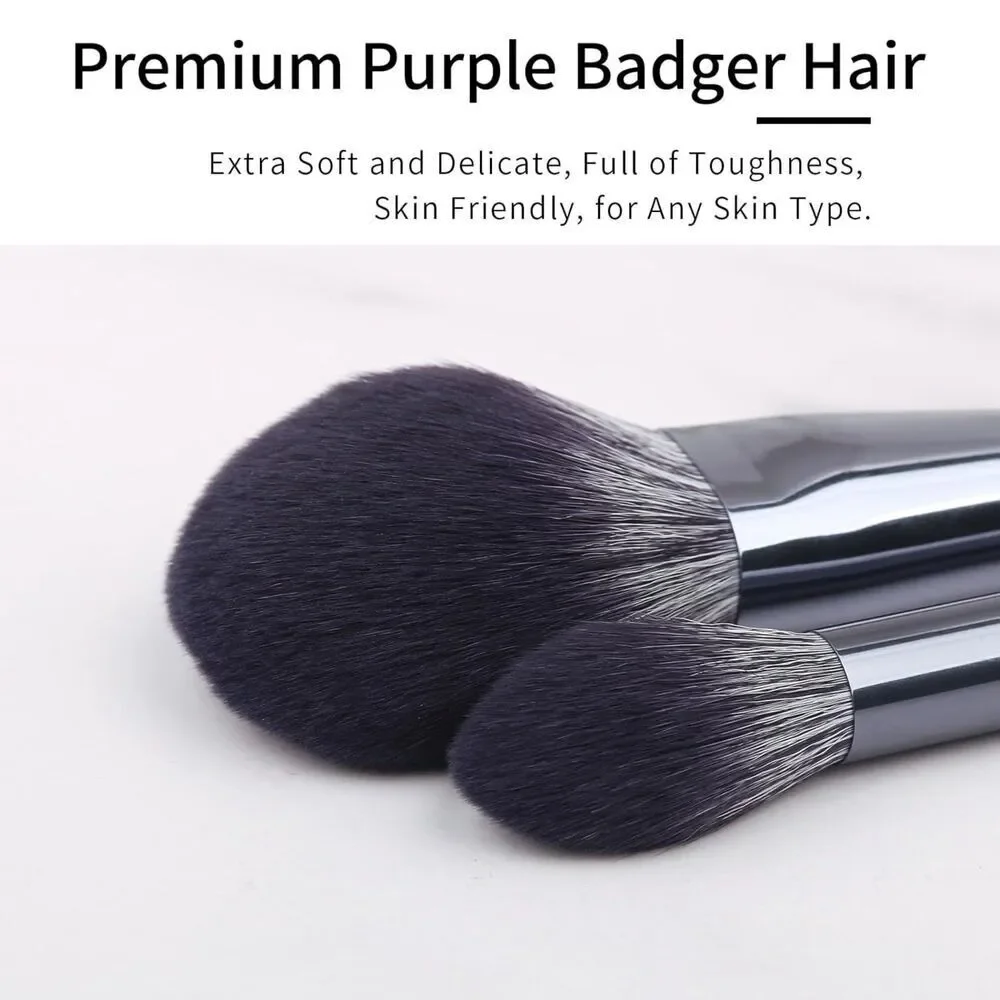 Blue Professional Natural Bristle Badger Hair Makeup Brushes Set With Case